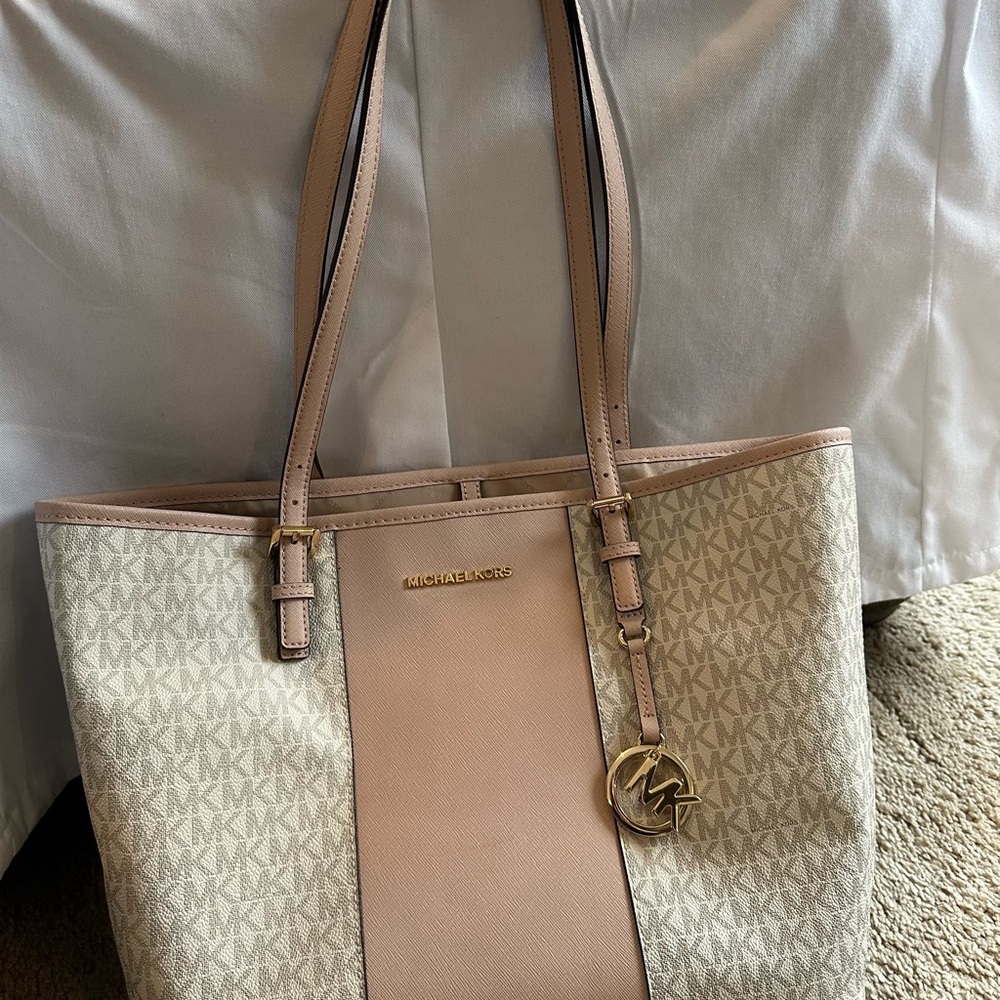 Michael Kors Cream and Pink Totes Designer Collection